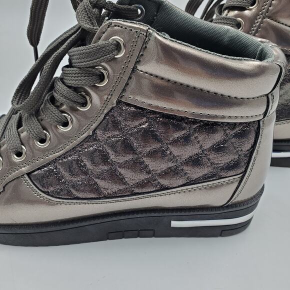 Bronze High Top Quilted Sneakers - Picture 4 of 9